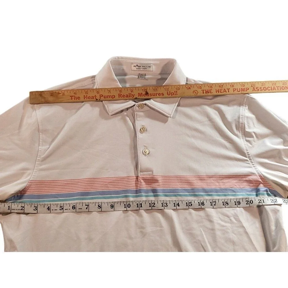 Peter Millar‎ Summer Comfort Polo Men Sz L Striped Buffalo Cup Health Hackers PT